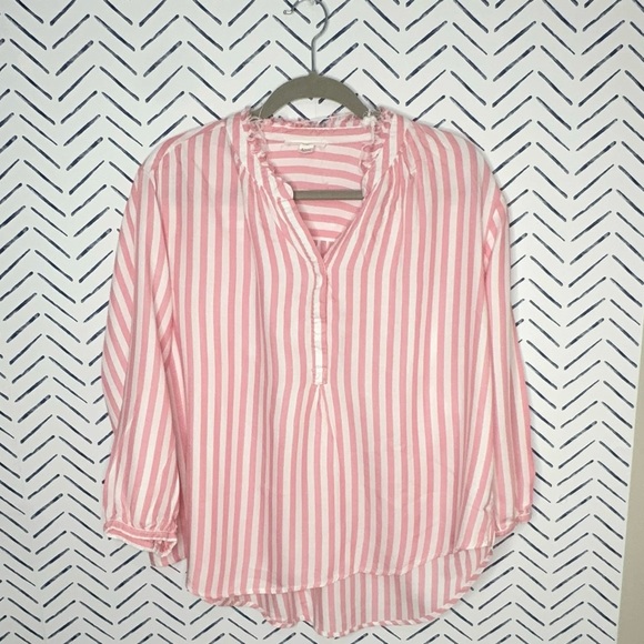 beachlunchlounge Tops - Beach Lunch Lounge Pink Stripe Popover Blouse Size Xl